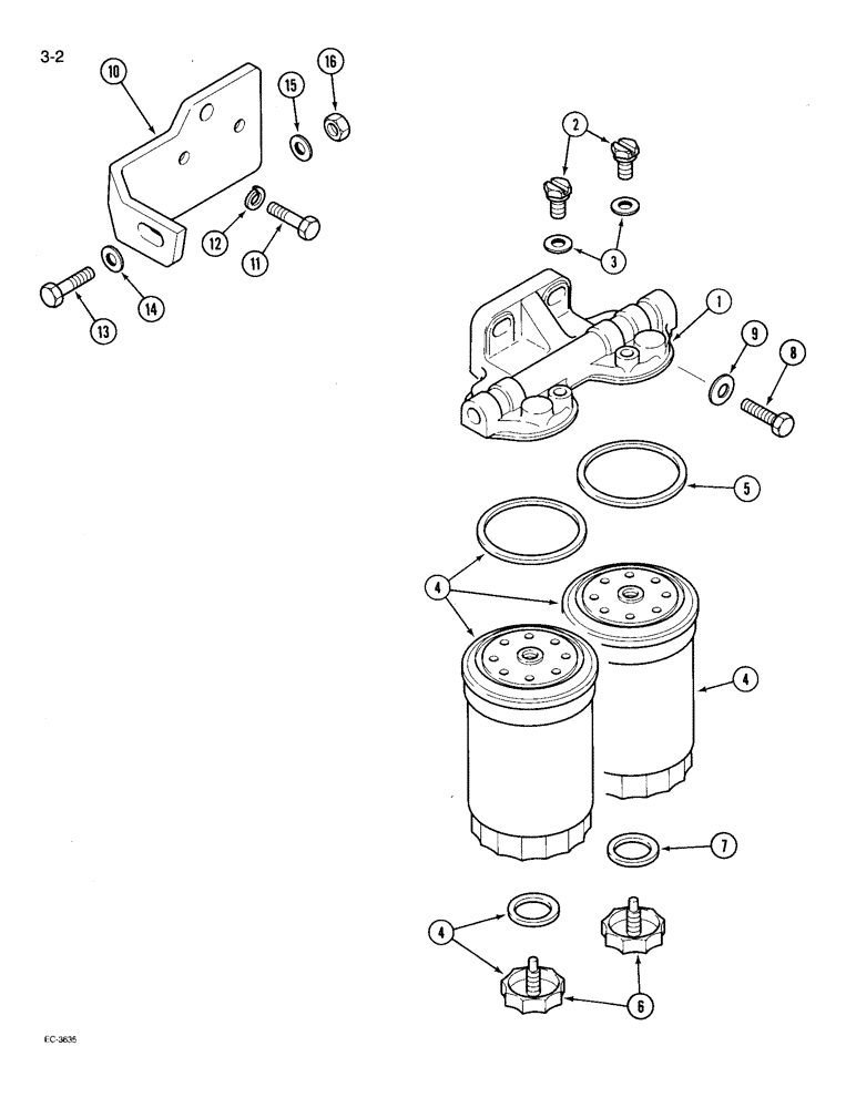 Схема запчастей Case IH 595 - (3-02) - FUEL FILTER (03) - FUEL SYSTEM