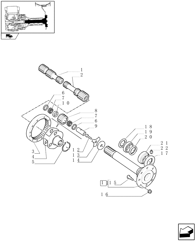Схема запчастей Case IH PUMA 115 - (1.48.1[01]) - FINAL DRIVE, GEARS AND SHAFTS (05) - REAR AXLE