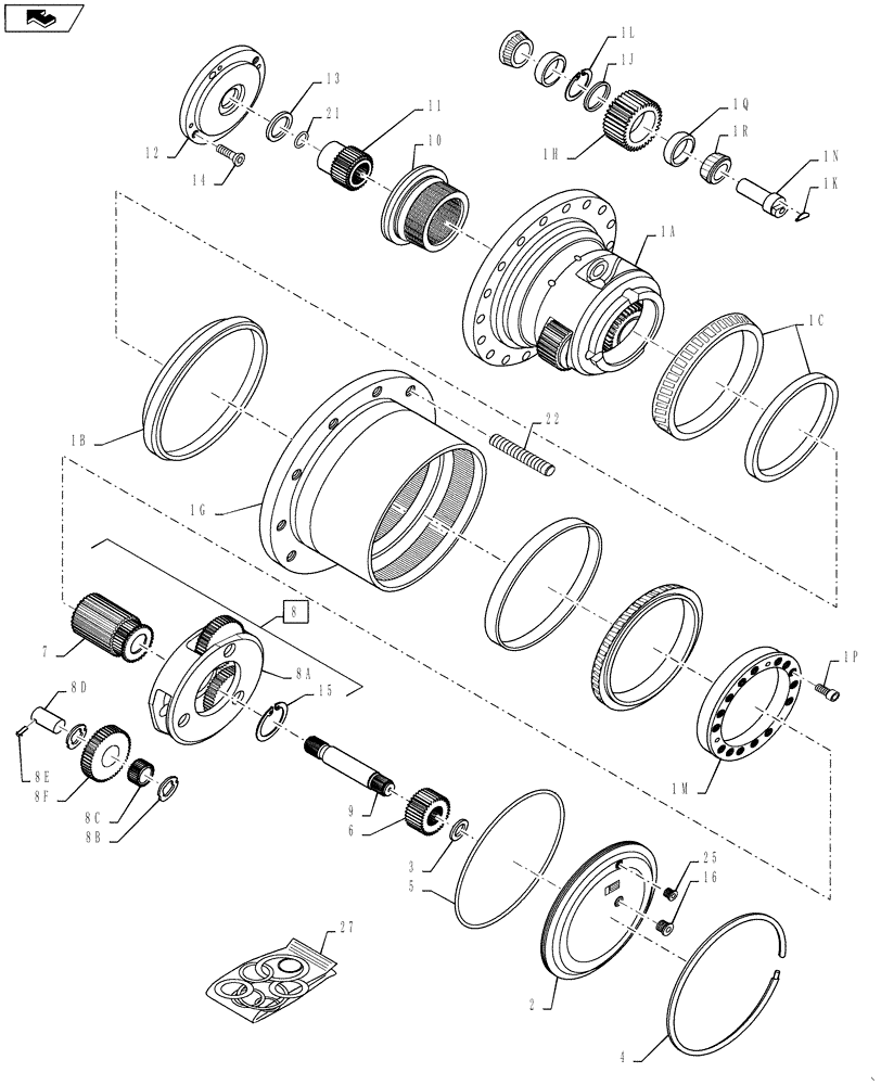 Схема запчастей Case IH 4420 - (05-003) - GEARBOX, PLANETARY 28:1 RATIO, REAR PLANETARY HUB Hub, Wheel & Tires