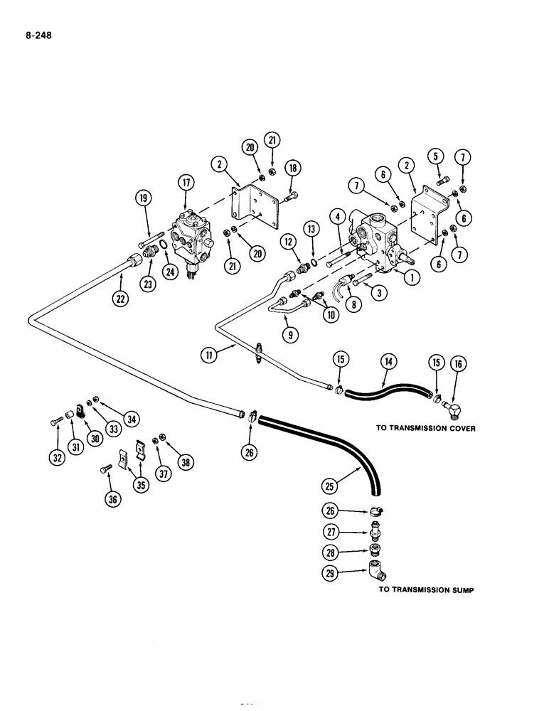 Схема запчастей Case IH 4490 - (8-248) - HYDRAULIC PRESSURE REGULATOR AND RETURN, P.I.N. 8860450 AND AFTER (08) - HYDRAULICS