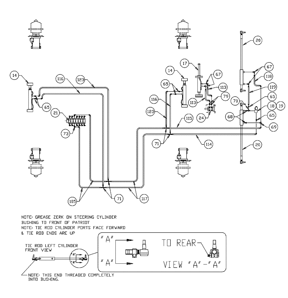 Схема запчастей Case IH PATRIOT 150 - (06-003) - HYDRAULIC PLUMPING-STEERING 7-BANK VALVE Hydraulic Plumbing