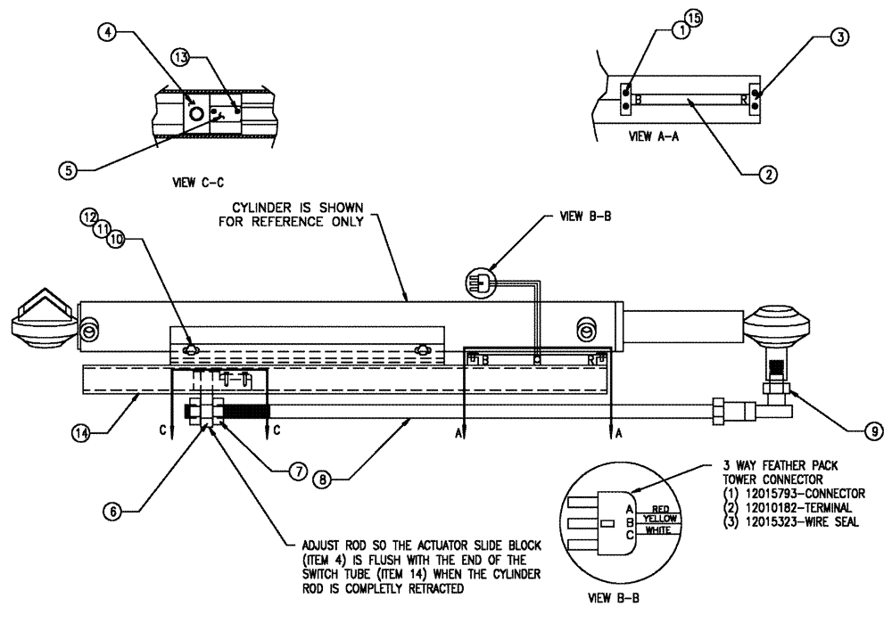 Схема запчастей Case IH SPX3200 - (07-003) - SWITCH MOUNTING ASSEMBLY Cylinders