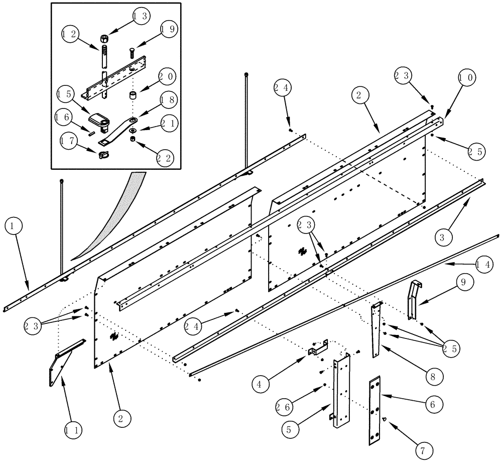 Схема запчастей Case IH CPX610 - (09D-04) - LID, BASKET - RIGHT HAND WALL (16) - BASKET