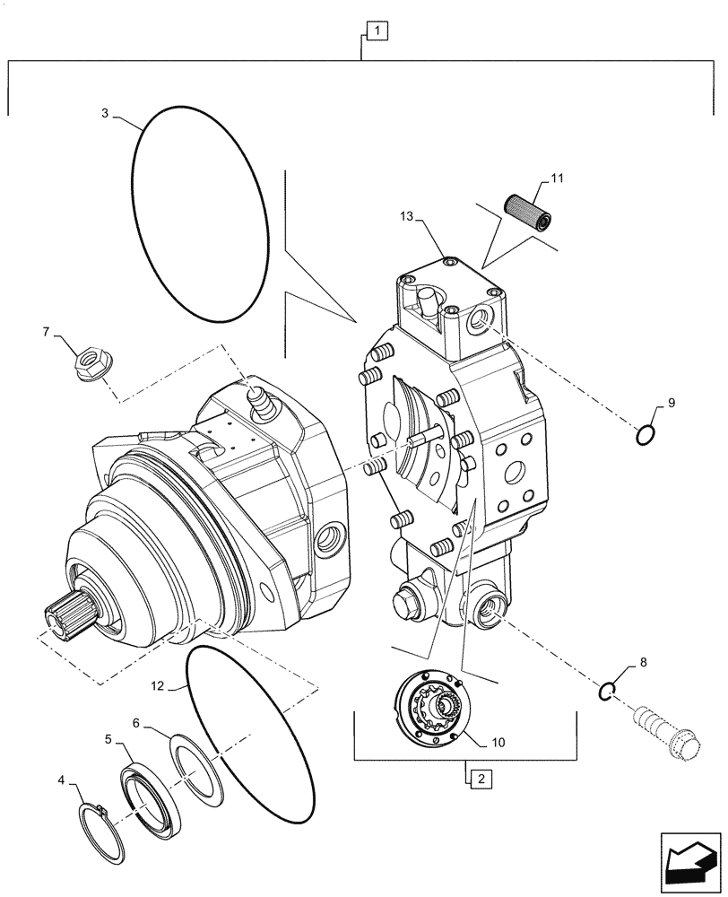 Схема запчастей Case IH 3330 - (29.100.05[04]) - WHEEL MOTOR BREAKDOWN, SN YCT032640 AND AFTER (29) - HYDROSTATIC DRIVE