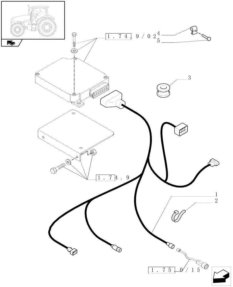 Схема запчастей Case IH PUMA 165 - (1.75.4/09) - (VAR.187-636) FAST STEERING - AUXILIARY CABLES (06) - ELECTRICAL SYSTEMS