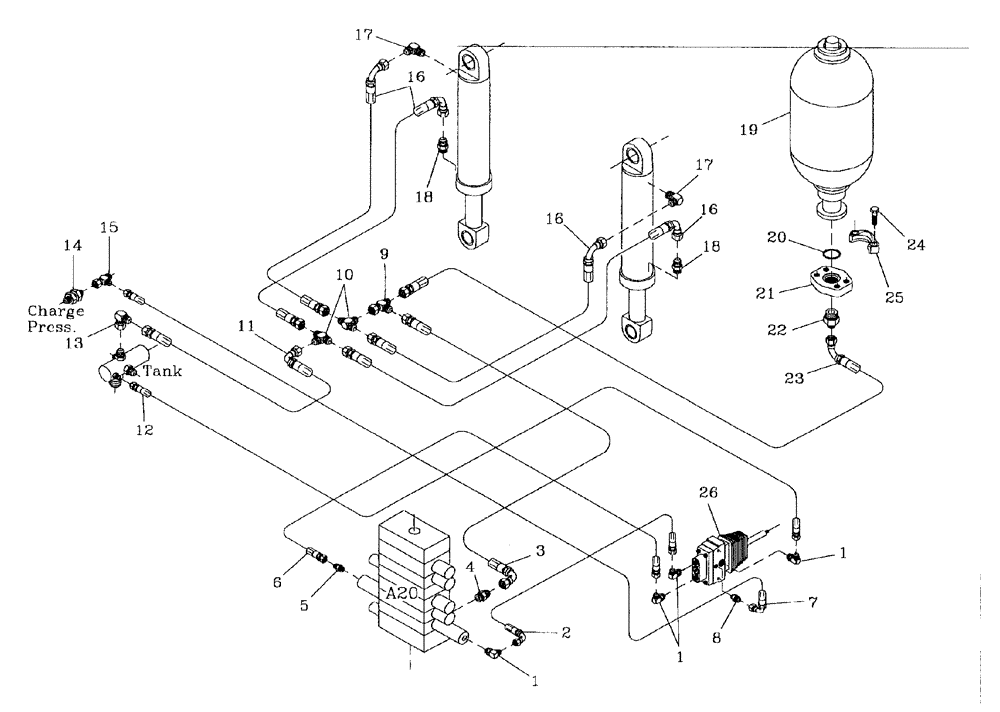 Схема запчастей Case IH AUSTOFT - (B05-08) - HYDRAULIC CIRCUIT (SUSPENSION) Hydraulic Components & Circuits