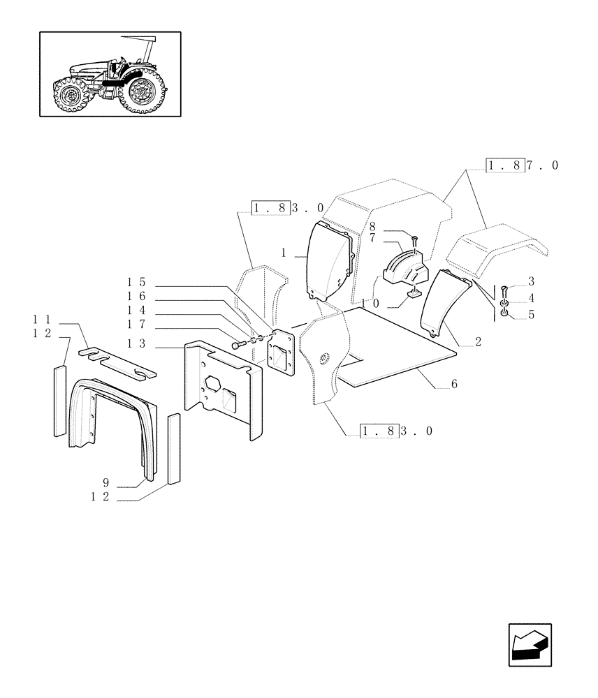 Схема запчастей Case IH JX70U - (1.87.1) - MATTING & GUARDS (L/CAB) (08) - SHEET METAL