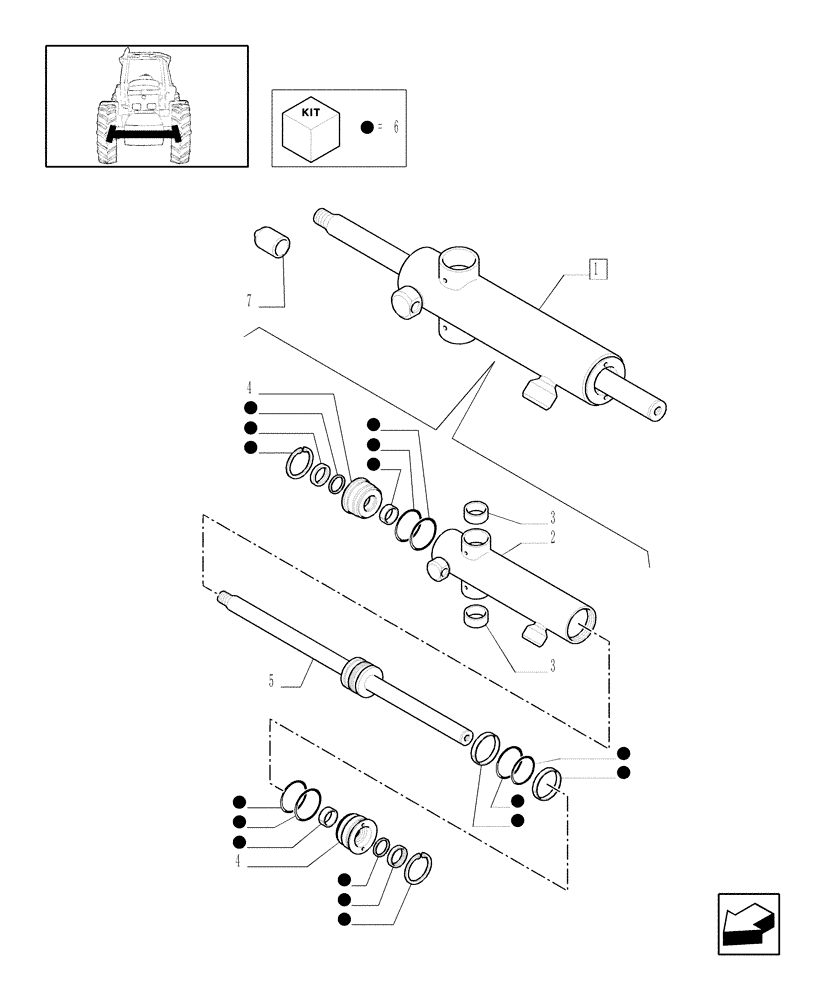 Схема запчастей Case IH MXM130 - (1.41.0/ A) - FRONT AXLE (2WD) - STEERING, CYLINDER (04) - FRONT AXLE & STEERING