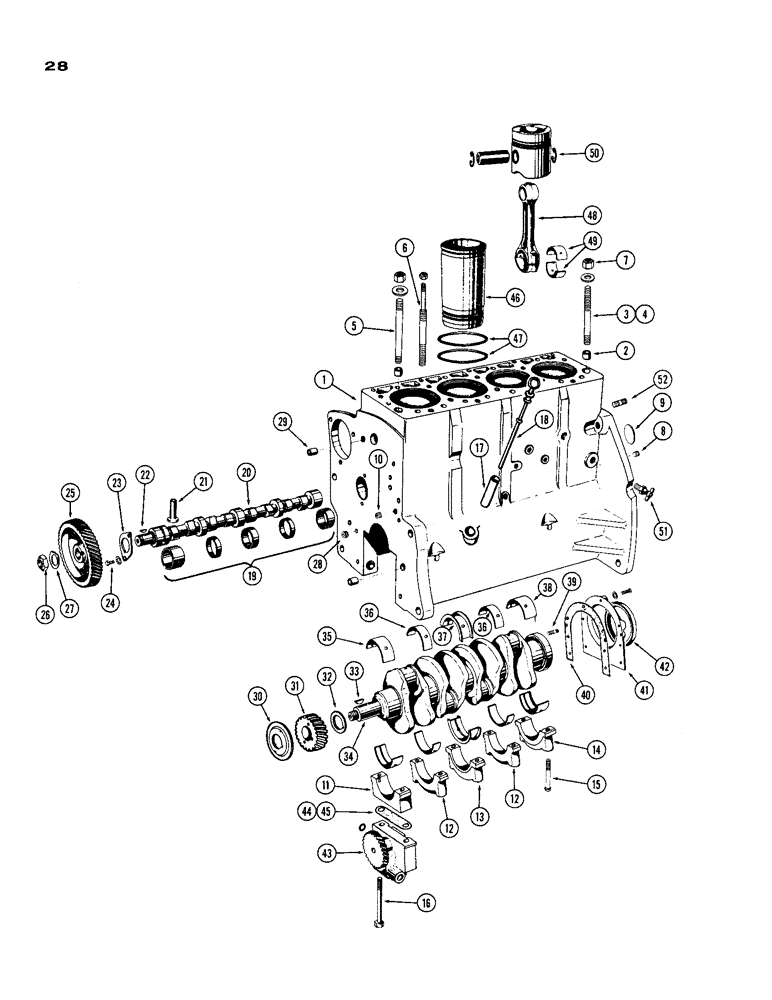 Схема запчастей Case IH 188 - (28) - CYLINDER BLOCK, DIESEL ENGINE, WITH OIL FILLER HOLE 