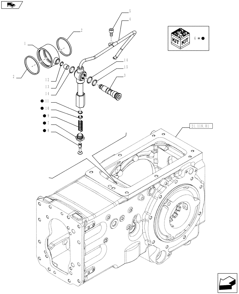 Схема запчастей Case IH FARMALL 65C - (21.100.0101[01]) - TRANSMISSION LUBRICATION SYSTEM - PIPE AND MANIFOLD - W/CAB (21) - TRANSMISSION