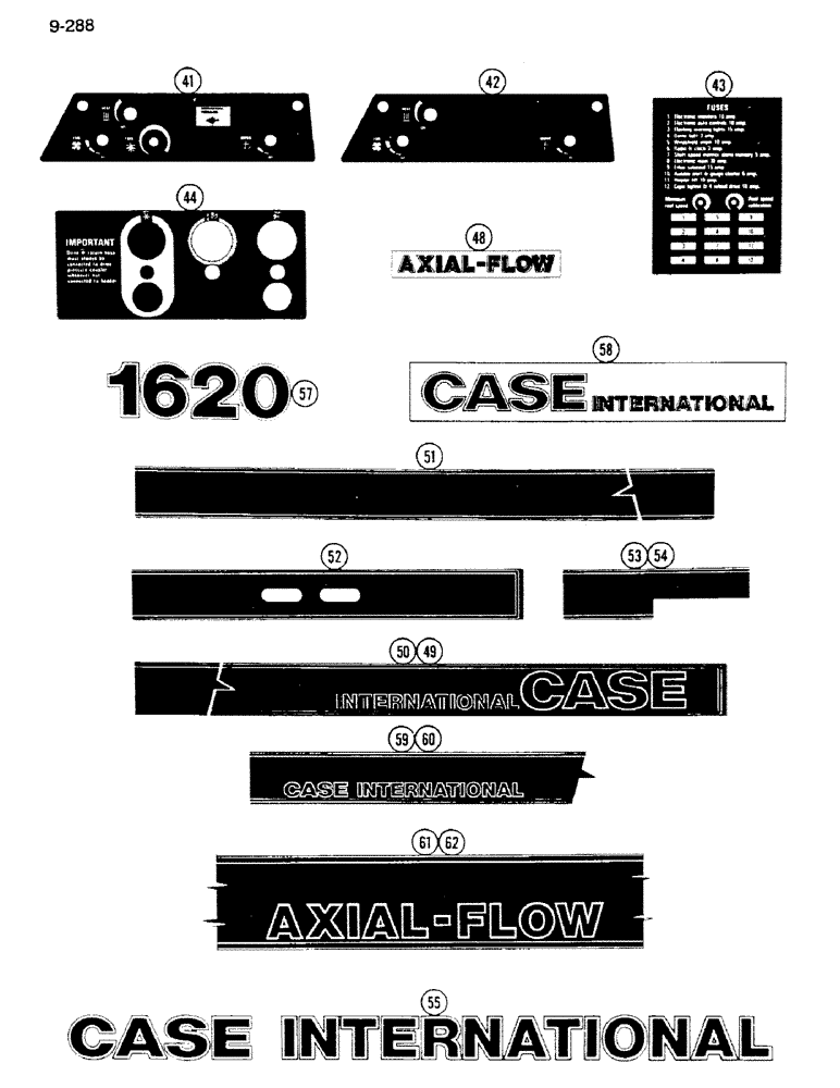 Схема запчастей Case IH 1620 - (9-288) - DECALS (CONTD) (12) - CHASSIS