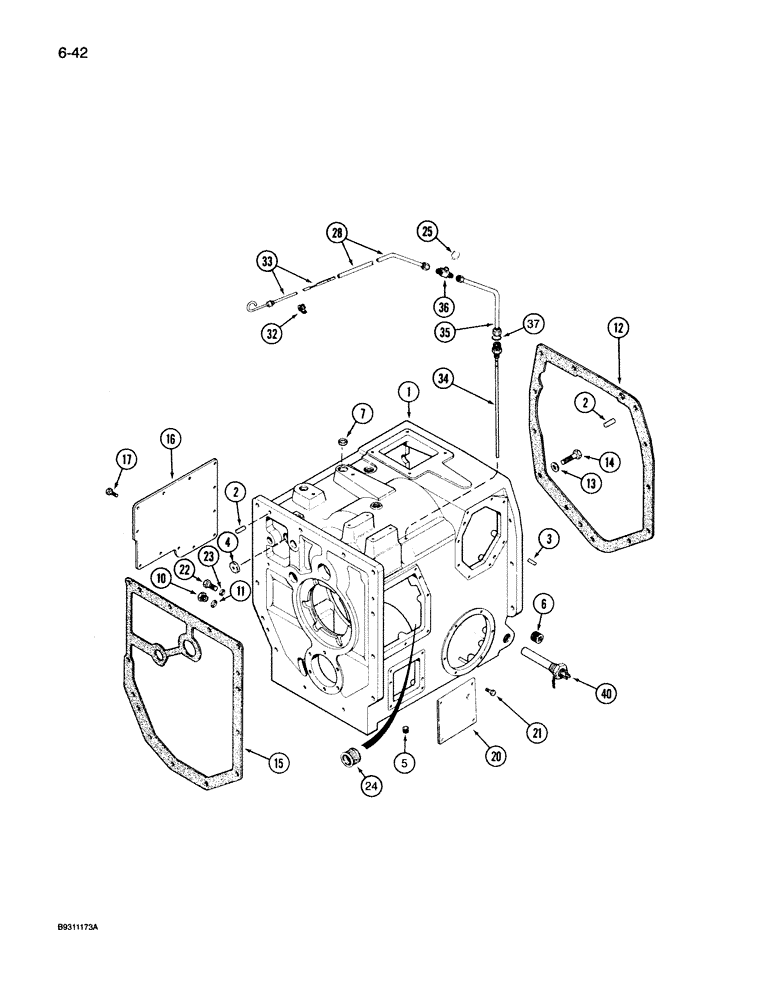 Схема запчастей Case IH 7140 - (6-042) - TRANSMISSION, RANGE HOUSING, PRIOR TO TRANSMISSION S/N AJB0044915 (06) - POWER TRAIN