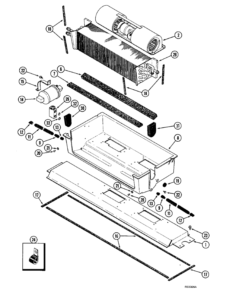 Схема запчастей Case IH 1680 - (9G-34) - HEATING AND AIR CONDITIONING SYSTEM, EVAPORATOR HEATER CORE AND BLOWER MOUNTING (10) - CAB & AIR CONDITIONING