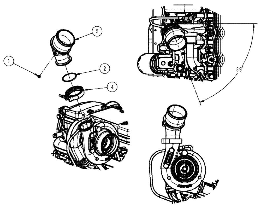 Схема запчастей Case IH SPX3320 - (03-013) - TURBO ELBOW GROUP (01) - ENGINE
