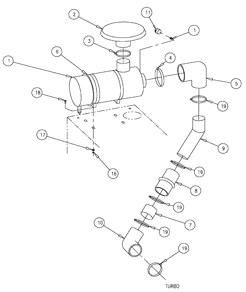 Схема запчастей Case IH 3150 - (03-031) - AIR CLEANER PACKAGE (01) - ENGINE