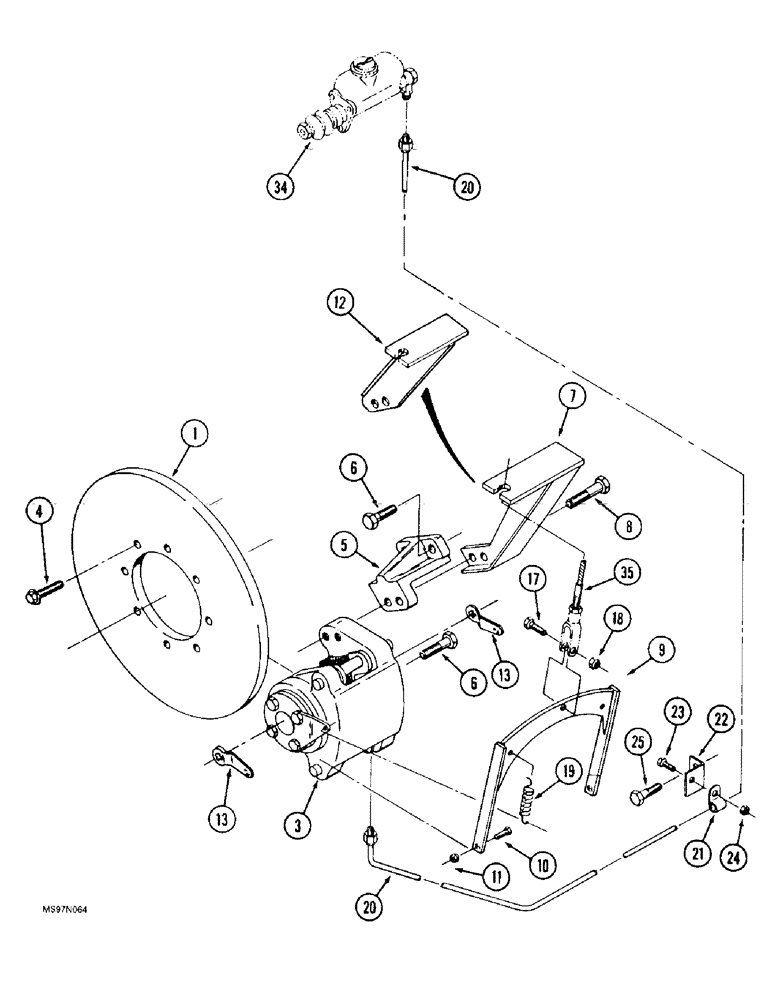 Схема запчастей Case IH 9330 - (7-006) - BRAKE SYSTEM, WITH SINGLE CALIPER (07) - BRAKES