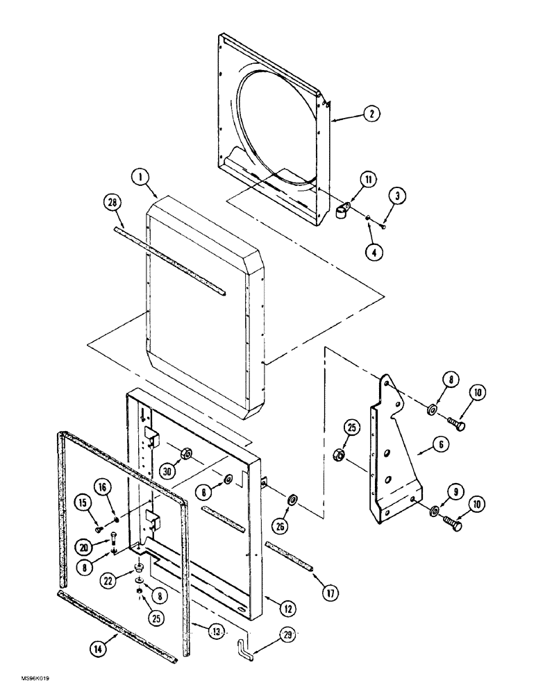 Схема запчастей Case IH 9370 QUADTRAC - (2-004) - RADIATOR MOUNTING AND SHROUD, P.I.N. JEE0074062 AND AFTER (02) - ENGINE