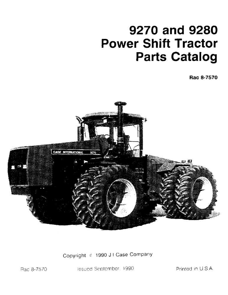 Схема запчастей Case IH 9270 - (1-01) - 9270 AND 9280 POWER SHIFT TRACTOR PARTS CATALOG (00) - PICTORIAL INDEX