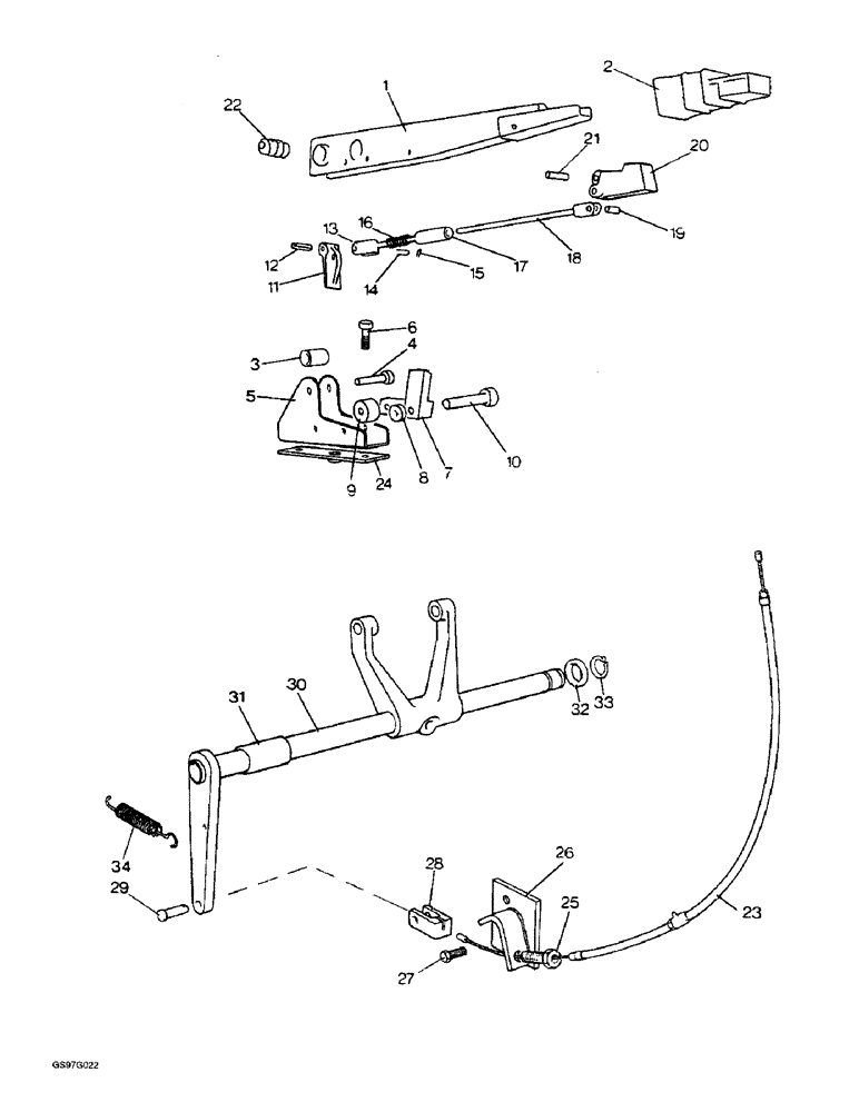 Схема запчастей Case IH 1212 - (6-26) - HAND LEVER FOR POWER TAKE-OFF CLUTCH, 1210Q, 1212Q, 1210SK, 1212SK, 1210SKG AND 1212SKG TRACTORS (06) - POWER TRAIN