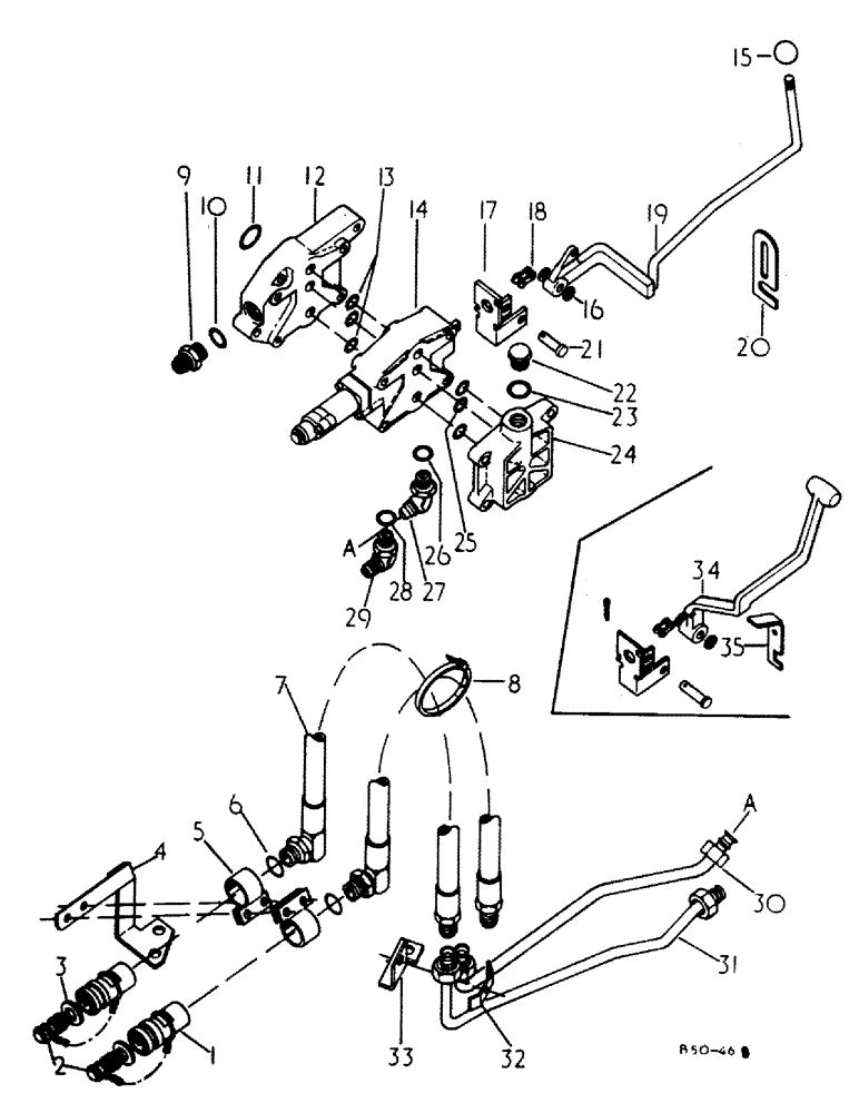 Схема запчастей Case IH 385 - (10-05) - HYDRAULICS, AUXILIARY VALVES, SINGLE, FOR TRACTORS EQUIPPED WITH HYDRAULIC DRAFT CONTROL (07) - HYDRAULICS