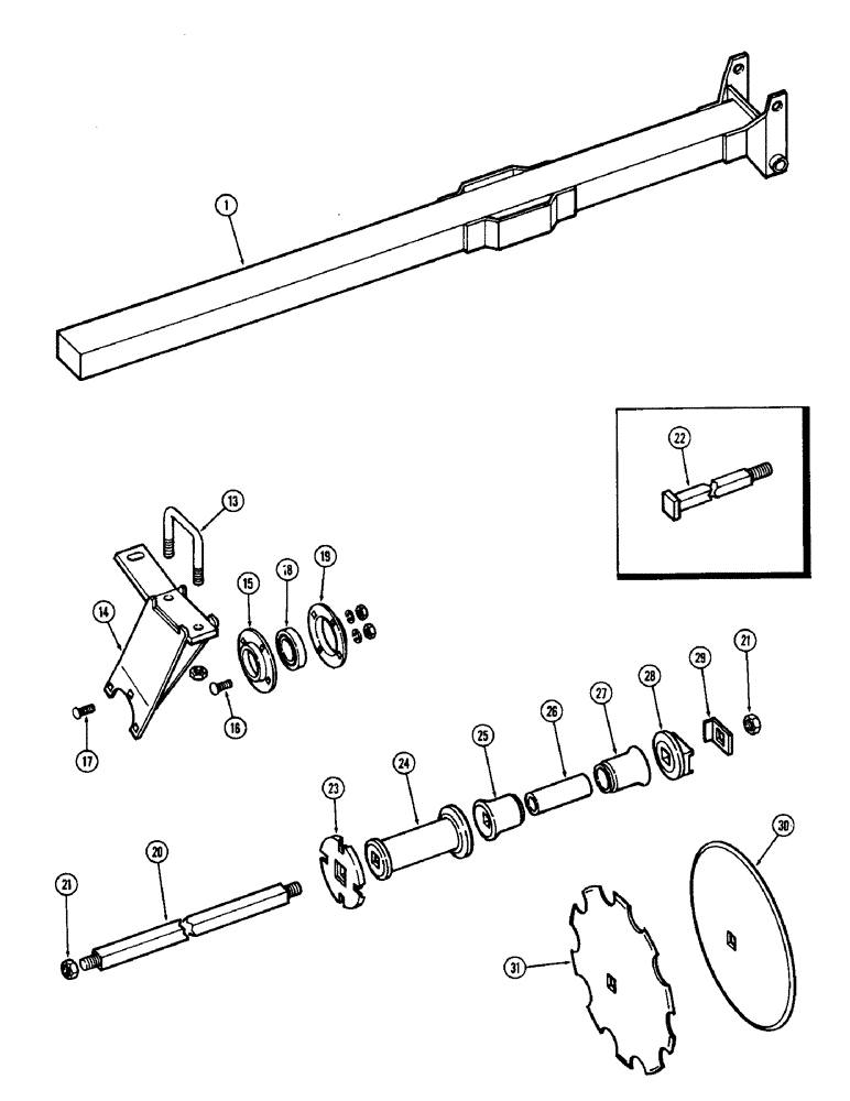 Схема запчастей Case IH F21 - (032) - FRONT LEFT GANG, 7 INCH SPACING, F21, F21-7-242 & 256 