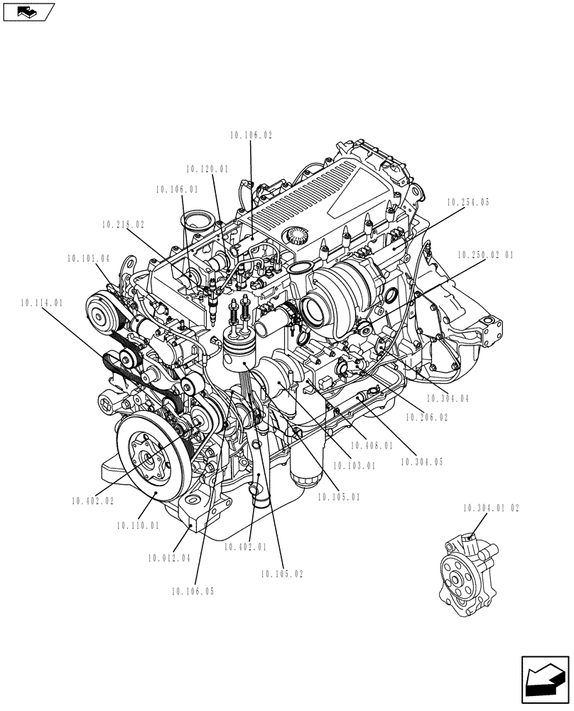 Схема запчастей Case IH F3BFE613D A012 - (10.000.01[01]) - PICTORIAL OVERVIEW 1/2 - ENGINE (5801464686) (10) - ENGINE