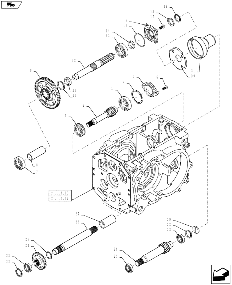 Схема запчастей Case IH FARMALL 50B - (21.148.07) - PTO DRIVE SHAFT (21) - TRANSMISSION
