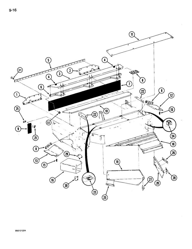 Схема запчастей Case IH 3309 - (9-16) - HOOD, SHIELDS, AND CURTAINS (03) - CHASSIS/MOUNTED EQUIPMENT