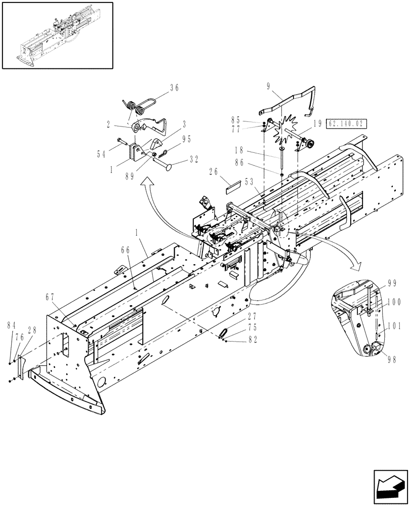 Схема запчастей Case IH SB541C - (62.140.01[3]) - HAY DOORS, HAY DOGS & BALE COUNTER, SB541C (62) - PRESSING - BALE FORMATION