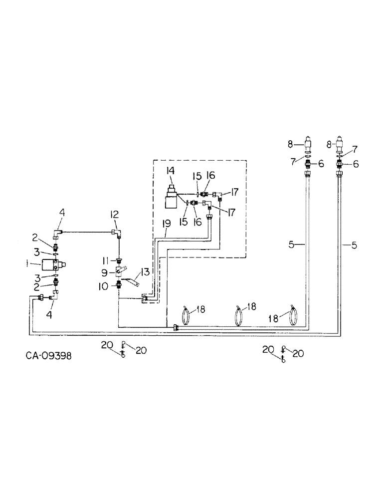 Схема запчастей Case IH 800 - (10-27) - FERTILIZER, HYDRAULIC CONNECTIONS, FOR QUICK FILLER AUGER ATTACHMENTS, UNITS A THROUGH G, M AND T (09) - CHASSIS/ATTACHMENTS