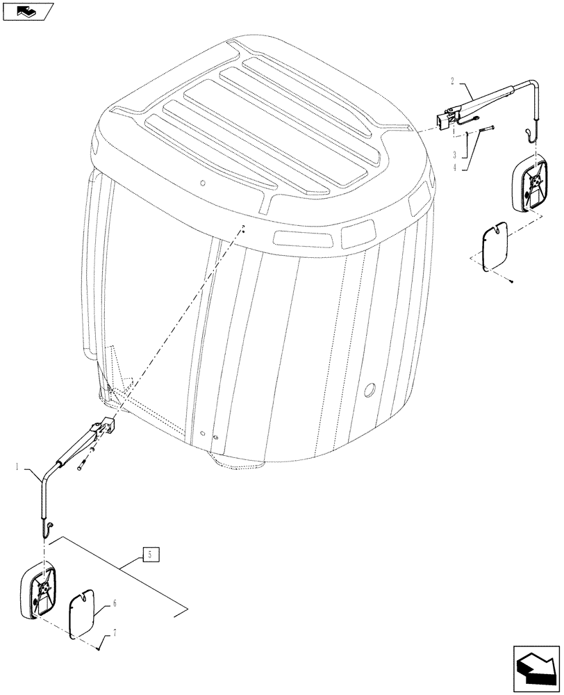 Схема запчастей Case IH TITAN 3530 - (90.150.09) - ELECTRIC MIRRORS (90) - PLATFORM, CAB, BODYWORK AND DECALS