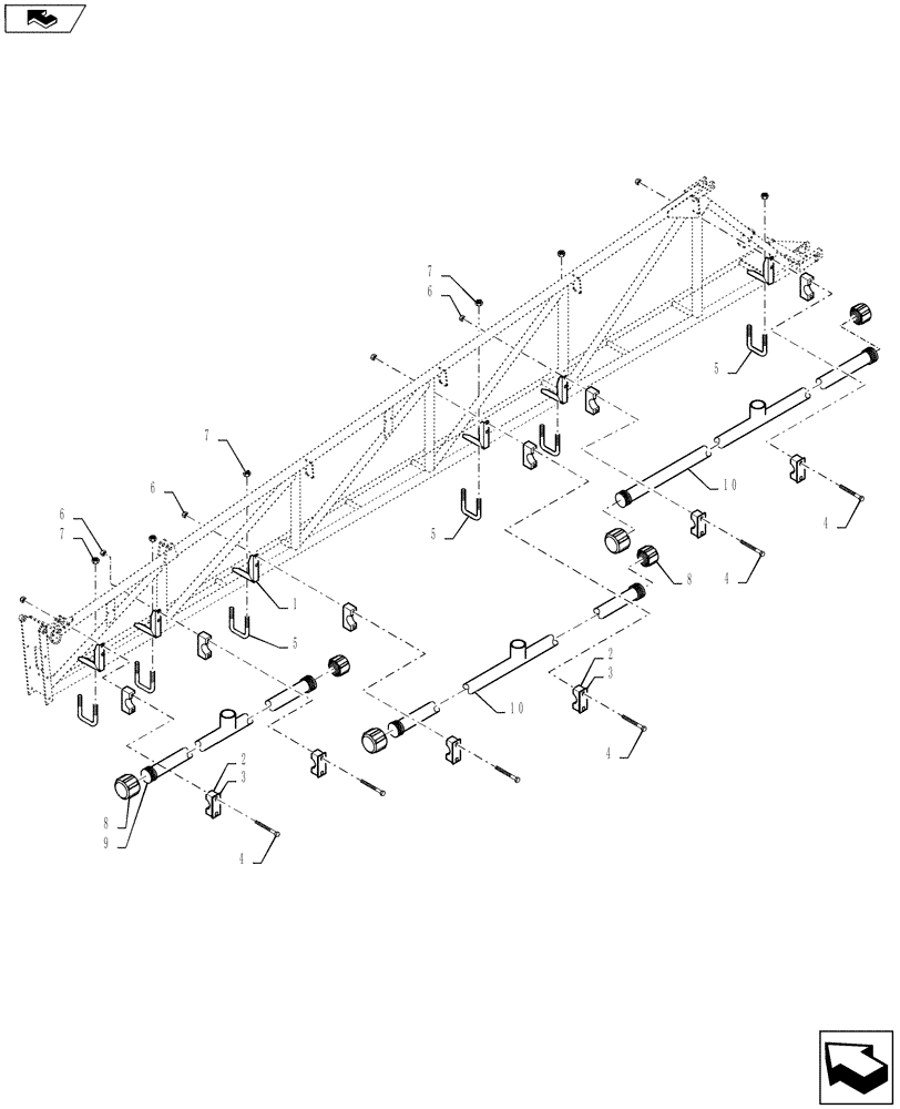 Схема запчастей Case IH 4430 - (40.910.36) - SPRAYBAR, INNER SECTION, 20" NOZZLE SPACING, OFF CENTER, 6 SECTION, 90/100 BOOM (40 ) - PLUMBING