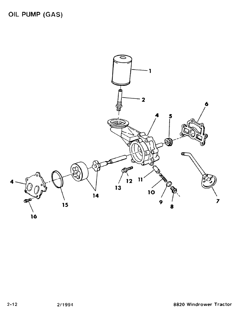 Схема запчастей Case IH 8820 - (2-12) - OIL PUMP, GAS (02) - ENGINE