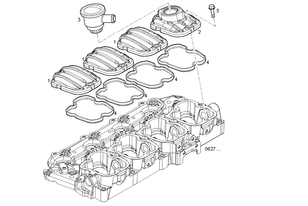 Схема запчастей Case IH F5AE9484B A001 - (0630.046) - CYL. HEAD COVERS 