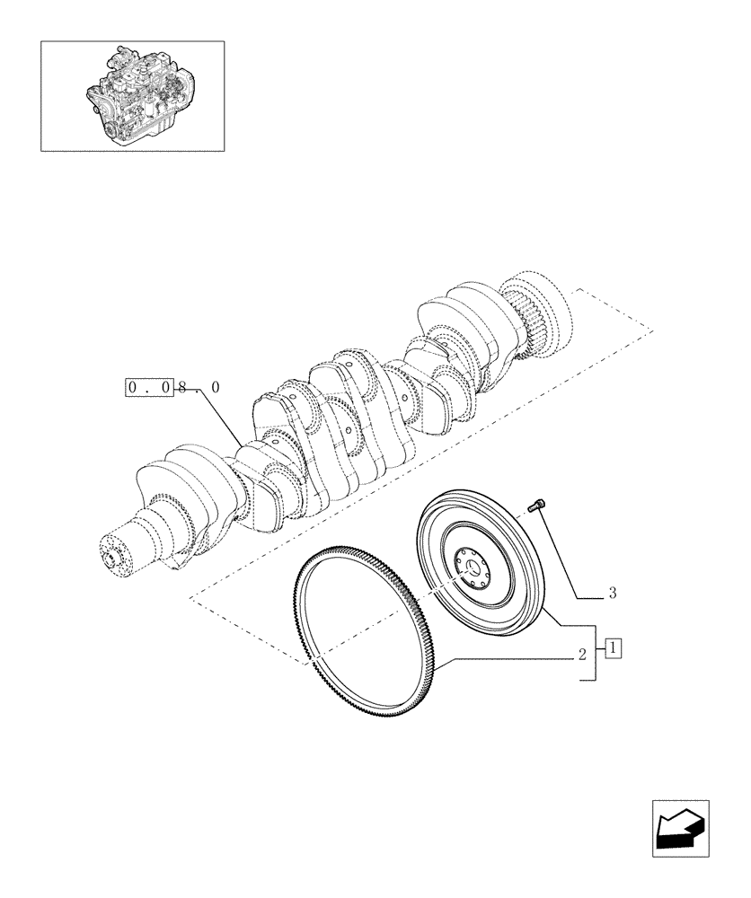 Схема запчастей Case IH F4GE9684C J600 - (0.08.3[01]) - FLYWHEEL - ENGINE (504020729) 