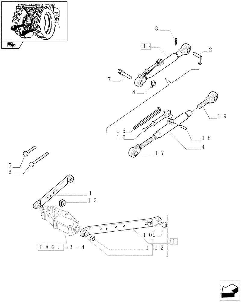Схема запчастей Case IH FARMALL 85U - (1.89.6[01]) - IMPLEMENT CARRIER - ARMS AND TOP LINK (09) - IMPLEMENT LIFT