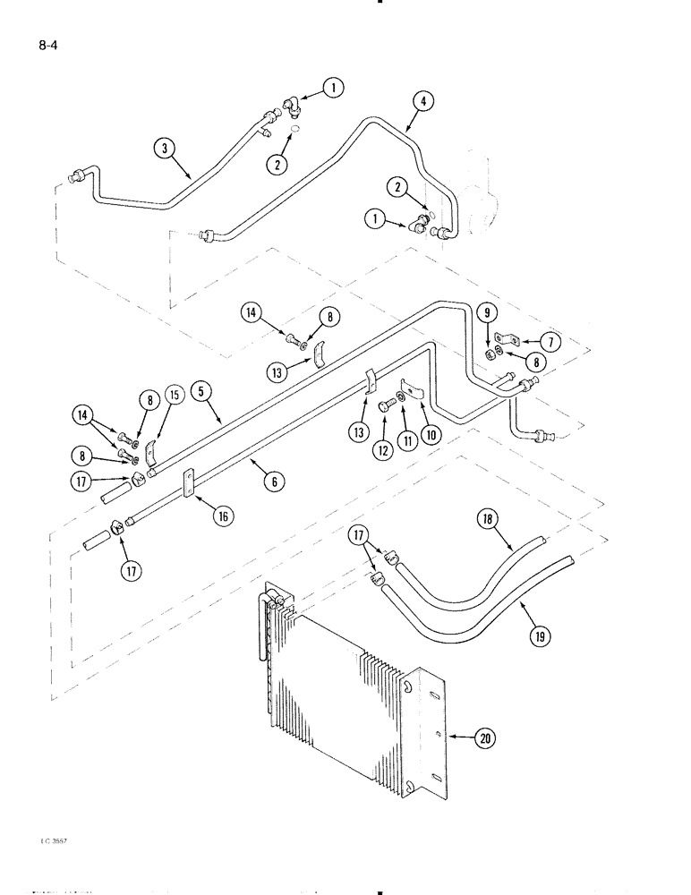 Схема запчастей Case IH 595 - (8-04) - OIL COOLER SYSTEM, TRACTOR WITHOUT CAB (08) - HYDRAULICS