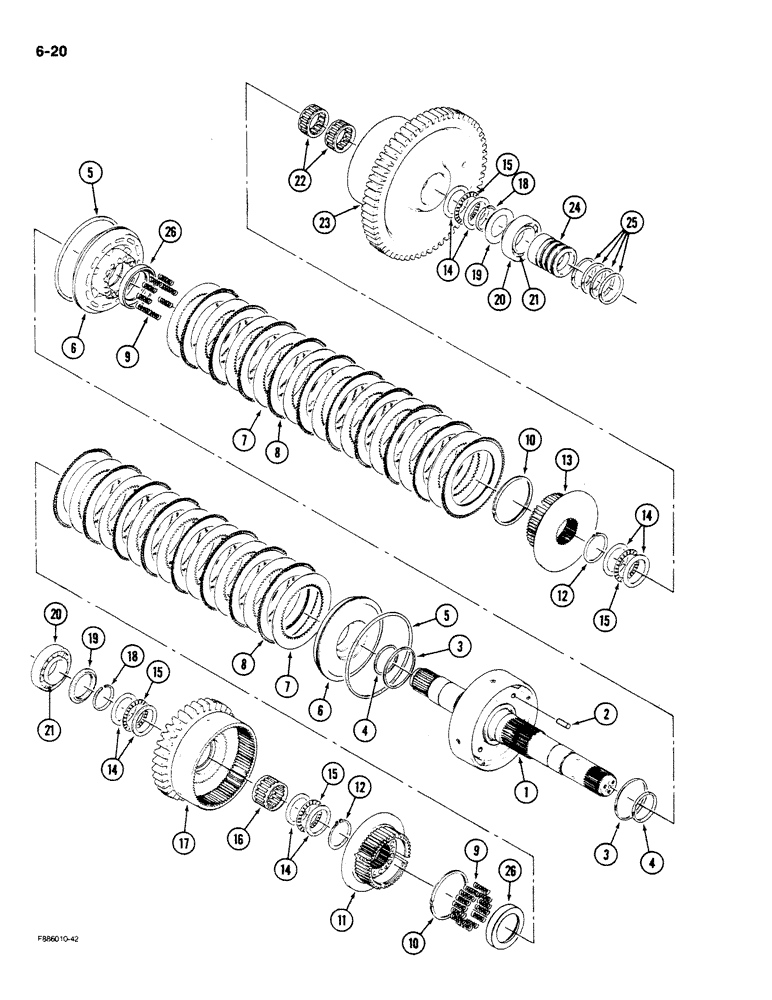 Схема запчастей Case IH STEIGER - (6-020) - TRANSMISSION, 8 INCH CLUTCH PACK (06) - POWER TRAIN