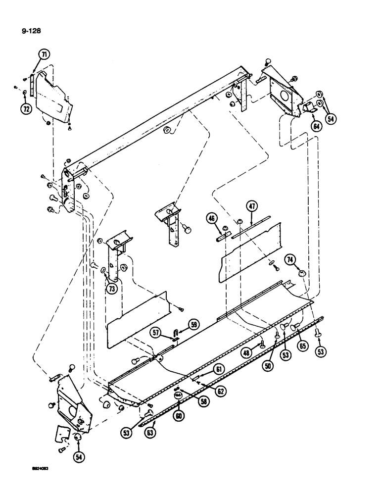 Схема запчастей Case IH 1010 - (9-128) - MAIN FRAME, 15.0, 17.5 AND 20.0 FOOT HEADER (58) - ATTACHMENTS/HEADERS