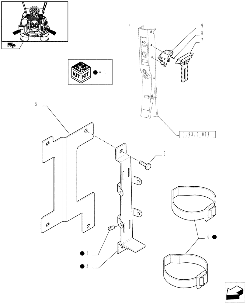 Схема запчастей Case IH PUMA 140 - (1.90.7) - FIRE EXTINGUISHER PREDISPOSITION AND EMERGENCY EXIT HAMMER - D6514 (10) - OPERATORS PLATFORM/CAB