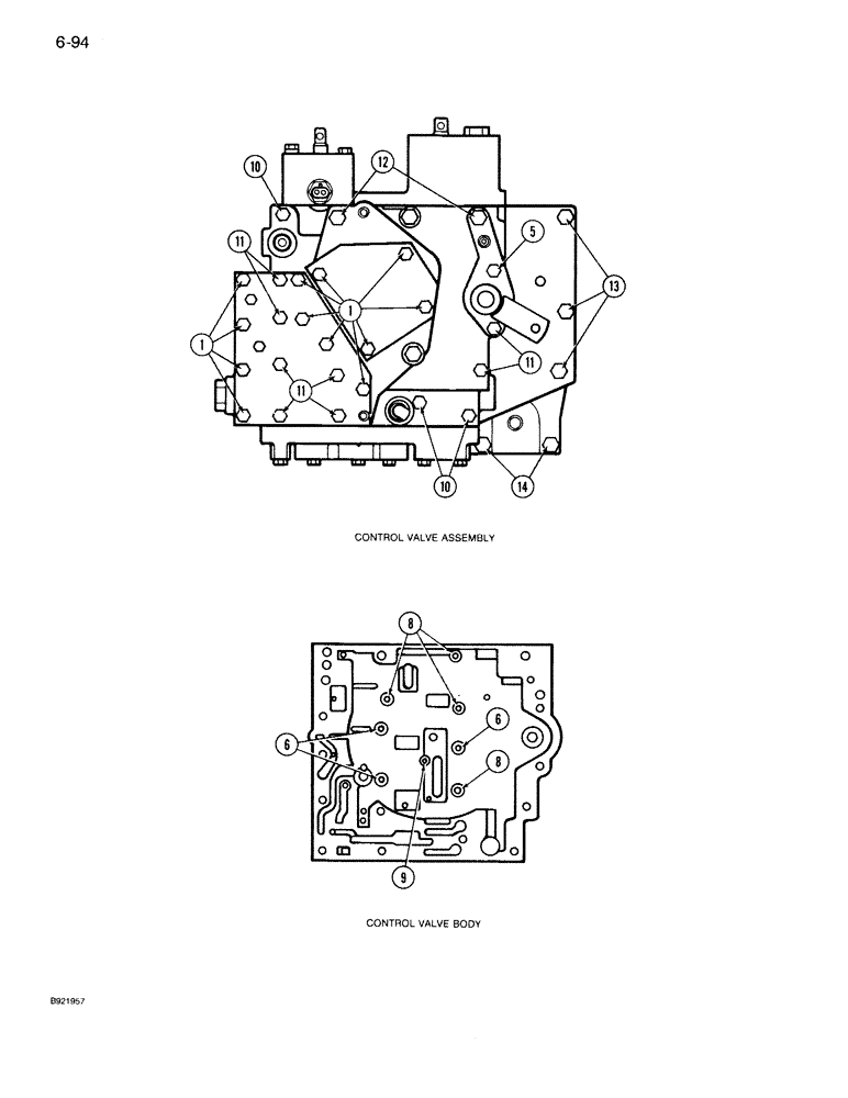 Схема запчастей Case IH 7140 - (6-094) - TRANSMISSION CONTROL VALVE ASSEMBLY, VALVE BOLTS AND PATTERN, FOUR SPEED REVERSE VALVES (06) - POWER TRAIN