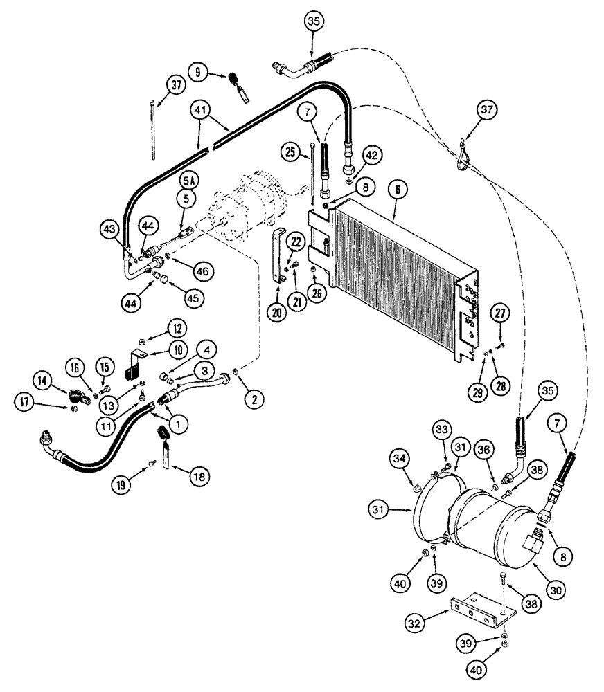Схема запчастей Case IH 7230 - (9-136) - AIR CONDITIONING, CONDENSER AND RECIEVER-DRIER, PRIOR TO TRACTOR PIN JJA0064978 (09) - CHASSIS/ATTACHMENTS