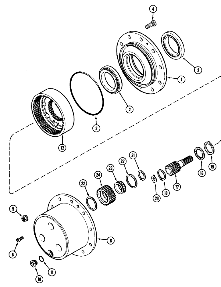 Схема запчастей Case IH 3294 - (5-158) - FRONT AXLE PLANETARIES AND HUB, ZF AXLE (05) - STEERING