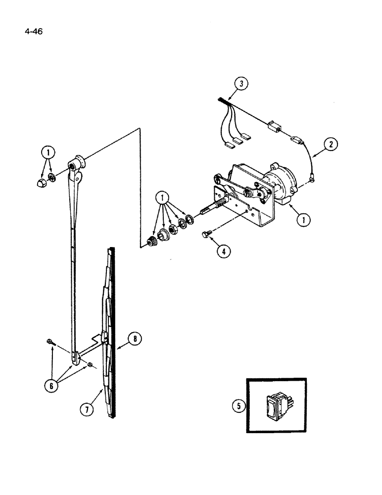 Схема запчастей Case IH 9270 - (4-46) - REAR WIPER, IF EQUIPPED (04) - ELECTRICAL SYSTEMS