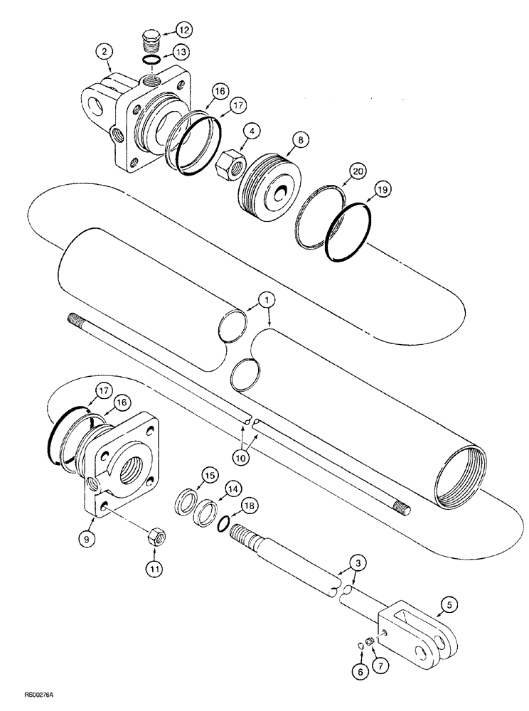Схема запчастей Case IH 5600 - (8-056) - CYLINDER ASSEMBLY - 1286452C91, 5 ID X 16 INCH STROKE (08) - HYDRAULICS