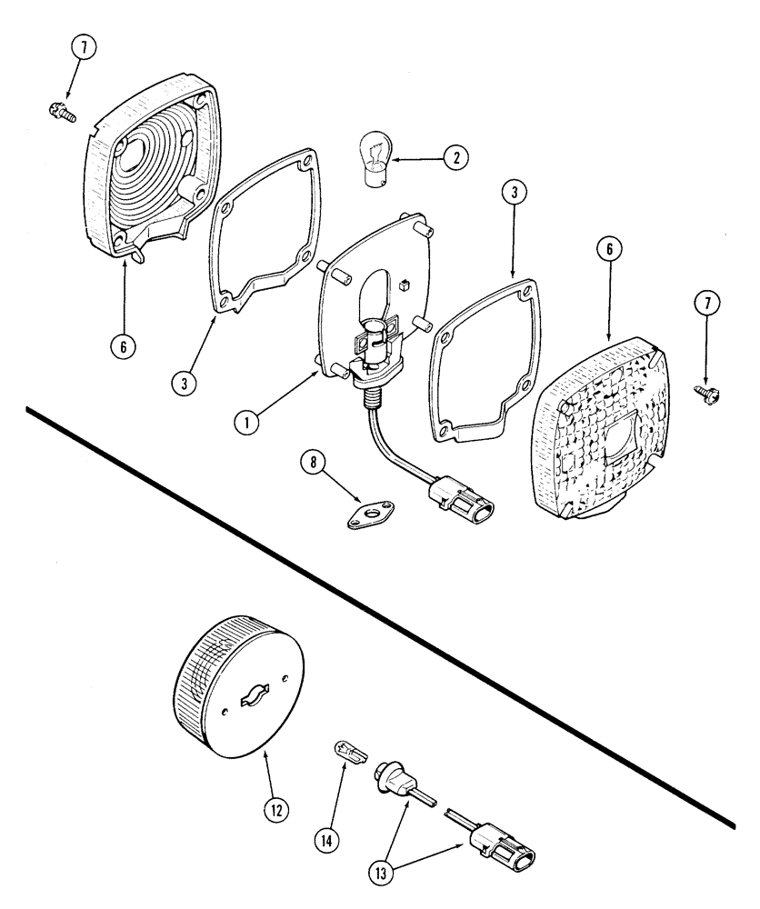 Схема запчастей Case IH 6800 - (4-4) - LAMPS, TURN SIGNAL LAMP, TAIL LAMP (04) - ELECTRICAL SYSTEMS