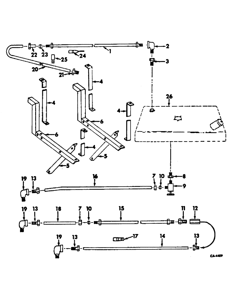 Схема запчастей Case IH 420 - (138) - FUEL TANK SUPPORTS AND LINES, INCREASED CAPACITY COOLING (10) - ENGINE