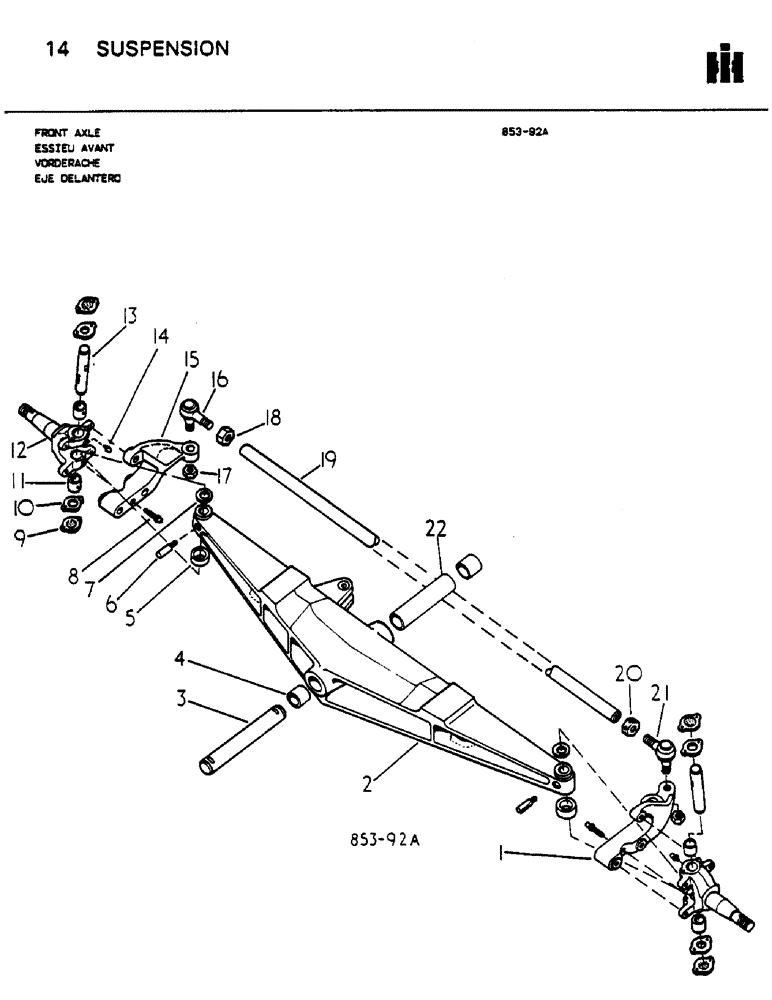 Схема запчастей Case IH 485 - (B12-3) - FRONT AXLE, FOR USE WITH CAMERON GARDNER LOADER Suspension