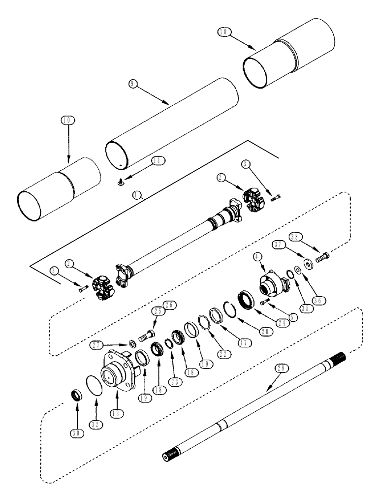 Схема запчастей Case IH MX240 - (6-058) - M.F.D. AXLE, DRIVE SHAFT (06) - POWER TRAIN