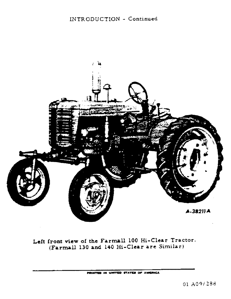 Схема запчастей Case IH 100 - (01-13) - INTRODUCTION - LEFT FRONT VIEW OF THE FARMALL 100 HI-CLEAR (00) - GENERAL
